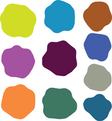 Organic abstract blob shapes vector set with bright solid colors, irregular fluid forms for modern design, branding, poster and creative background use