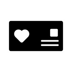Valentine love postcard greeting card solid glyph icon
