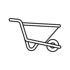 Garden wheelbarrow construction cart line art icon
