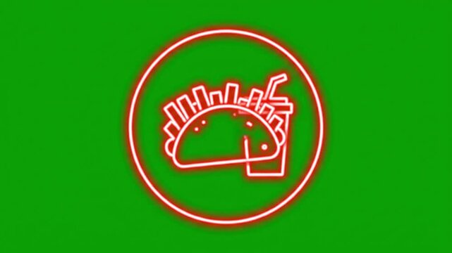 Neon Taco Glowing Green Background Neon Sign Animated Food Branding