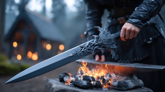 POV of a person using a portable forge to repair damaged metal equipment.