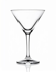 Elegant Empty Martini Glass Isolated on Pure White Background with Reflection