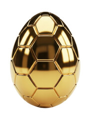 Obraz premium Golden soccer ball easter egg 3d isolated transparent bg, cutout png