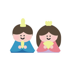 お内裏様とおひな様手描きイラスト【ひな祭り
