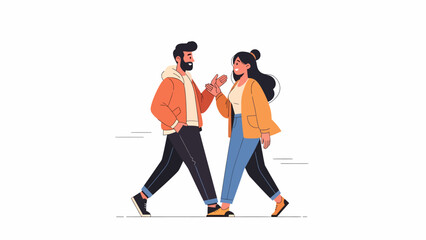 Fototapeta premium Two people wearing masks walking together.