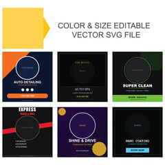 Set of car wash and detailing social media templates