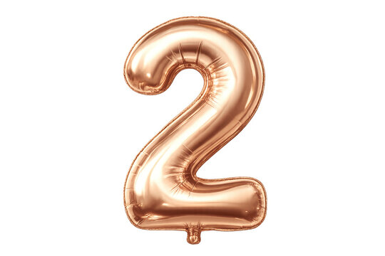 Rose gold number 2 balloon celebrating birthday anniversary