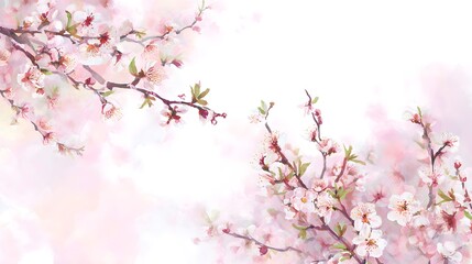 Obraz premium Spring apricot blossoms paint a serene pastel landscape perfect for delicate floral design projects