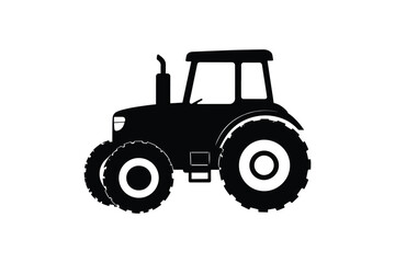 Obraz premium Farm tractor silhouette symbol showing agricultural machinery for field work and cultivation