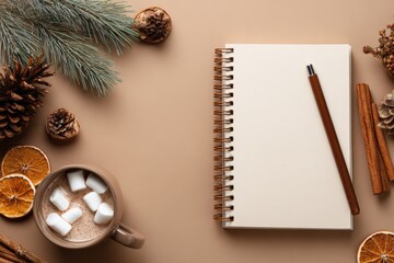 Winter Cozy Scene Notebook and Hot Chocolate