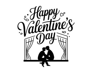 Modern script Happy Valentine&rsquo;s Day typography vector with smooth hand-drawn lettering for romantic branding and cards.