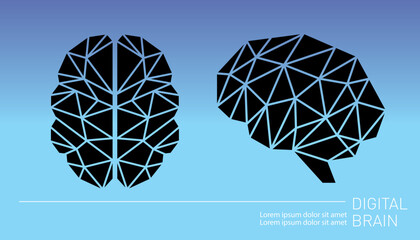 Illustration of Abstract Schematic Geometric Human Brain . Cover Design  Template,  Science Theme. 