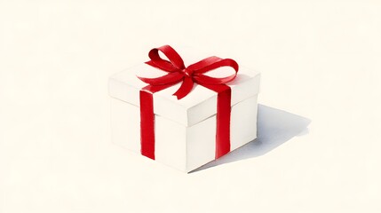 Fototapeta premium Elegant gift box illustration celebrates joy with refined simplicity and a calming watercolor aesthetic