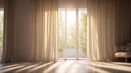 Fototapeta premium Natural sunlight creating gentle shadows indoors.