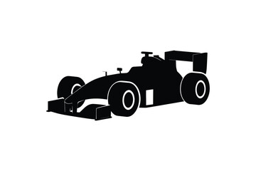 Obraz premium Black silhouette of a formula one race car with large wheels and an aerodynamic body