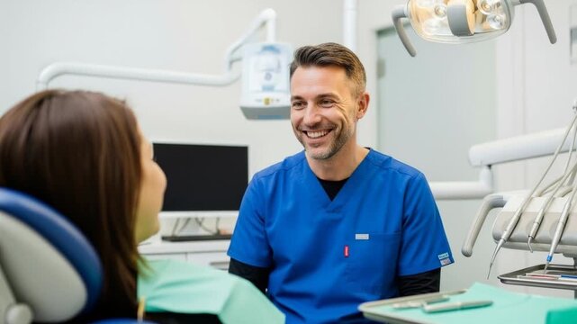 Friendly dentist giving a thumbs-up to a patient in a modern dental clinic