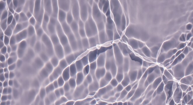 Wavy light caustics on lilac water surface, abstract background texture.