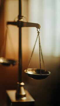 Elegant balance scales symbolize justice fairness and measured decisions in a sophisticated commercial image