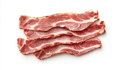Obraz premium Sliced bacon, Italian prosciutto crudo or spanish jamon. Jerked meat. top view