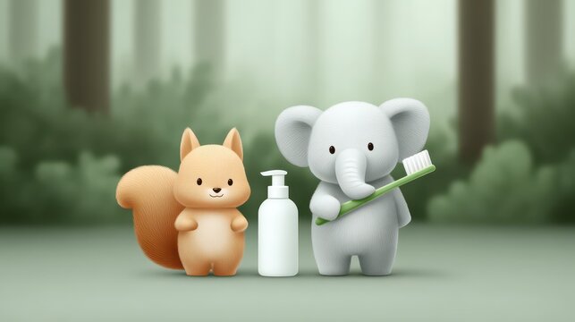 Diverse animals join together for a delightful tooth brushing adventure in the forest. World Oral Health Day