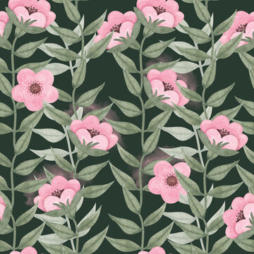 Pink Flowers With Green Background