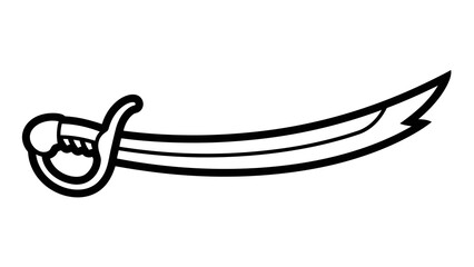 Simple black and white illustration of a scimitar sword