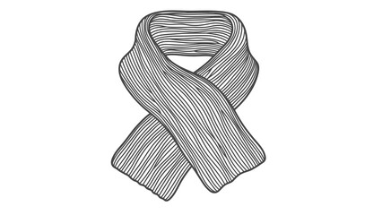 Black and white illustration of a scarf on white background