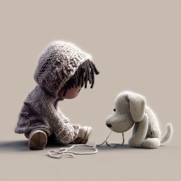 Un ni&ntilde;o peque&ntilde;o y su perro de trapo comparten un momento de ternura.