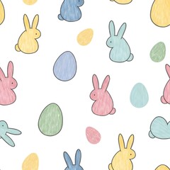 seamless pattern with easter rabbits