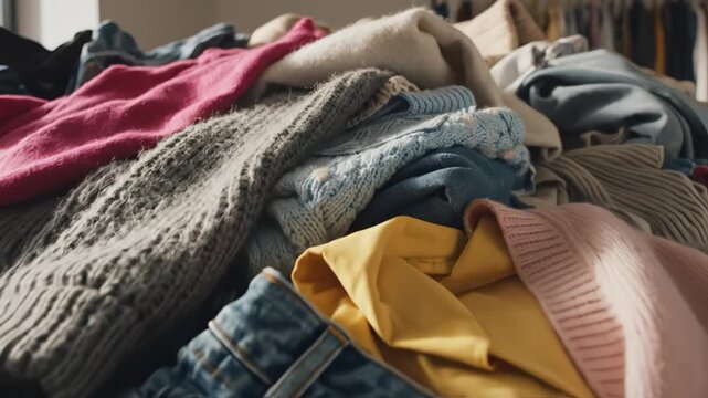 Pile of assorted clothing on a surface