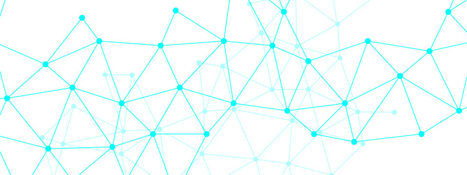 Abstract blue geometric background with lines featuring a seamless network pattern of triangles and circles for a 3d technology communication connection structure