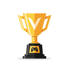 Gold Trophy Cup with Gaming Console Icon