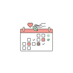 Calendar with Heart and Hand Caring Theme