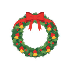 Christmas Wreath with Red Bow and Bells