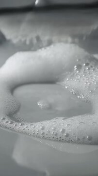 Squeegee moving through soap foam