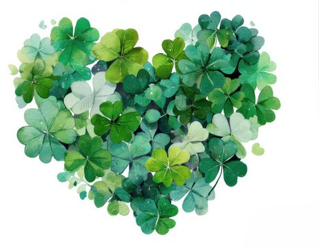Un coraz&oacute;n formado por tr&eacute;boles verdes, simbolizando la suerte y el amor.