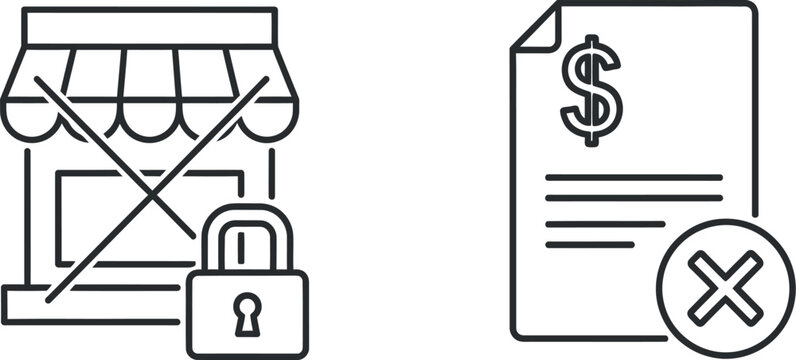 Closed storefront with rejected payment document