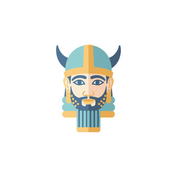 flat minimalist vector icon of Assyrian lamassu head symbol
