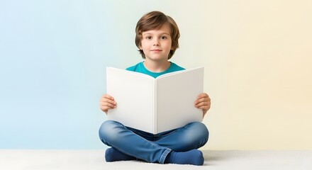 Adorable child holding an open book, portraying curiosity and educational journey.