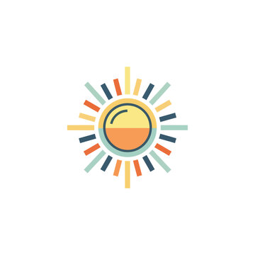 flat semi-flat vector icon of ancient Assyrian sun symbol