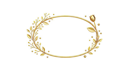 Golden Laurel Wreath with Rose and Berries on White Background
