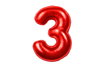 Red number three foil balloon celebrating anniversary