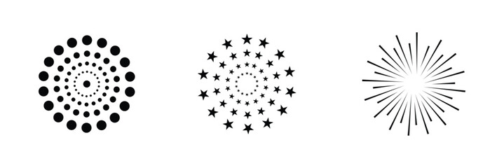 Abstract radial line pattern progression. Minimalist abstract illustration showing radial line patterns evolving in density, symbolizing motion, focus, geometry, and visual rhythm . Vector illustratio