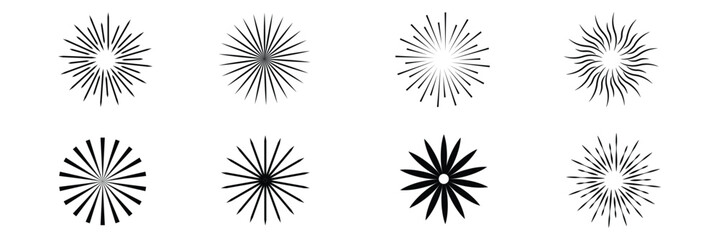 Obraz premium Abstract radial line pattern progression. Minimalist abstract illustration showing radial line patterns evolving in density, symbolizing motion, focus, geometry, and visual rhythm . Vector illustratio