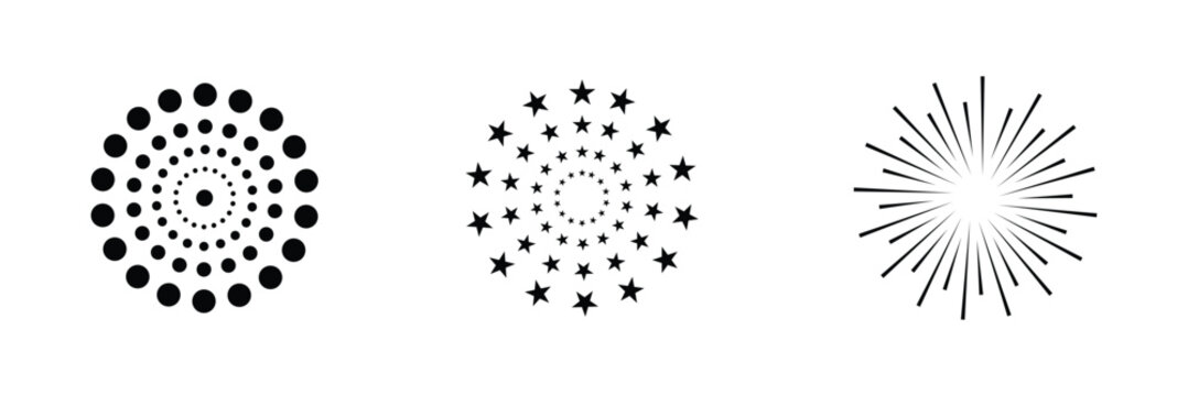 Abstract radial line pattern progression. Minimalist abstract illustration showing radial line patterns evolving in density, symbolizing motion, focus, geometry, and visual rhythm . Vector illustratio