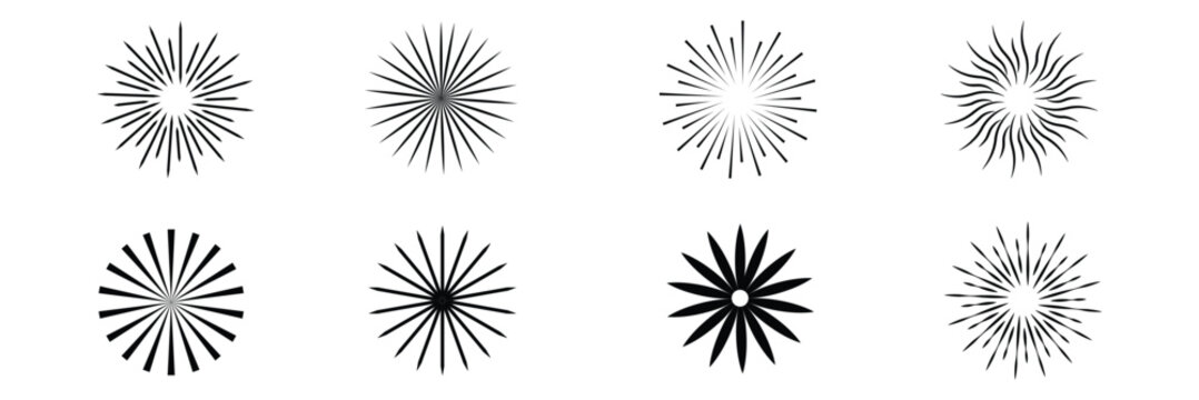 Abstract radial line pattern progression. Minimalist abstract illustration showing radial line patterns evolving in density, symbolizing motion, focus, geometry, and visual rhythm . Vector illustratio
