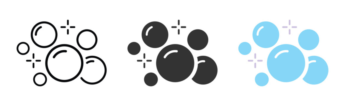 Soap bubbles icon. Bubble foam flat symbol. Transparent PNG and vector illustration