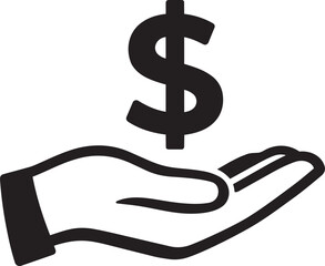 Hand holding a dollar sign, symbolizing payment, finance, or earning money