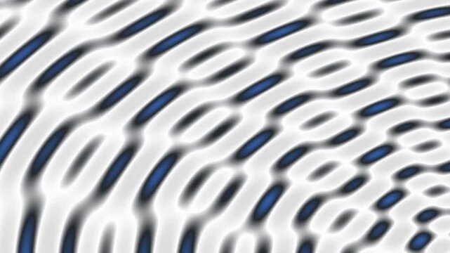 Abstract optical pattern of blue and gray ribbons forming rippling concentric waves with soft motion