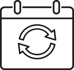 Calendar icon with refresh arrows, symbolizing scheduling, updates, or recurring events